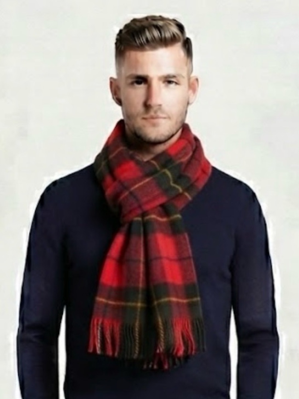 Vintage Christian Dior Monsieur Red Black Plaid Cashmaire Acrylic Scarf